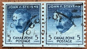 Canal Zone #155 Used Coil Pair John F Stevens SCV $.50 L48