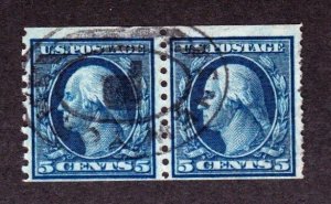 US 458 5c Washington Used Pair F-VF SCV $95