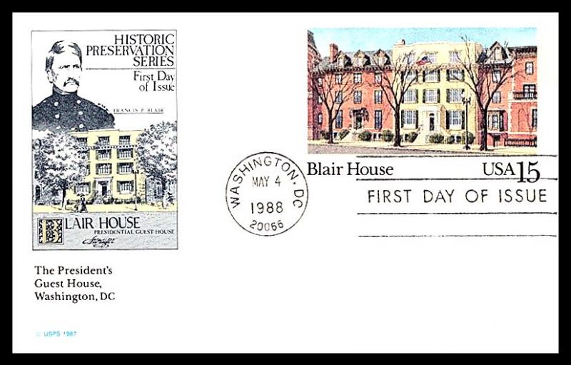 #UX121 Blair House  -Post Card - Artmaster Cachet 18EV