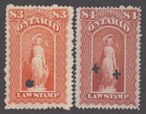 Canada Revenue OL59, OL60 Used Ontario Law Stamps