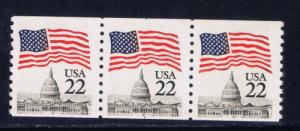 U.S. 2115a NH 1985 Coil strip of 3 Plate #7