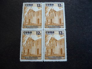 Stamps - Cuba - Scott# 583,C173-C174- Mint Hinged Set of 3 Stamps in Blocks of 4