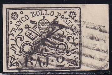 Italy Roman States 1852 Sc 3 SCV 65.00 Stamp Used