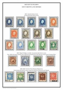 Mexico revenue stamps 1874-1898  (11 pages) 