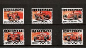 Gibraltar 2004 - Ferrari Race Cars - Set of 6 Stamps - Scott #993-8 - MNH