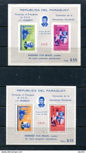 Paraguay 1964 Perf+Imperf 2 Souvenir Sheets+corner stamps MNH Space 13525 