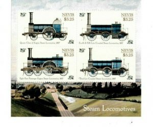 Nevis - 2014 -  Steam Locomotives  - Sheet of Four  - MNH