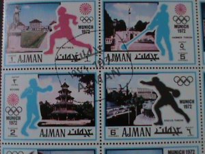 ​AJMAN-1972-SUMMER OLYMPIC GAMES-MUNICH'72 CTO SHEET VERY FINE-COMPLETE SET