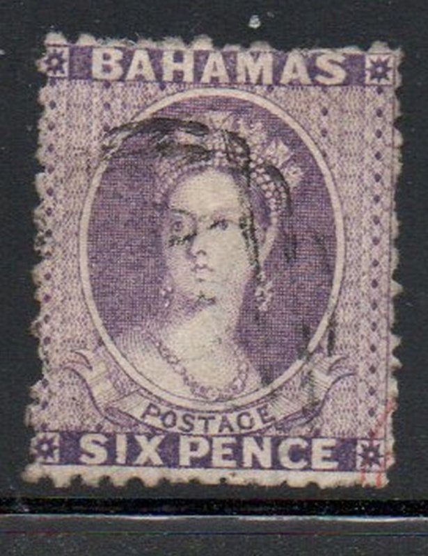 Bahamas Sc 14 1863 6d  dark violet Victoria stamp used