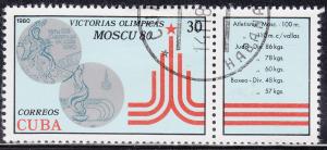 Cuba 2367+Label USED 1980 XXII Summer Olympic Games, Moscow