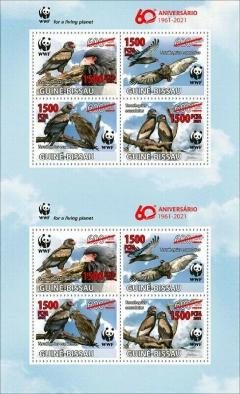 Guinea-Bissau - 2021 WWF 60 Years, Bird - 8 Stamp Sheet - GB210231d1