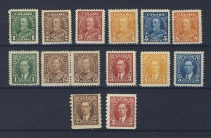 14x Canada Mint Stamps #217 to #222 231-233-234-235-239-240 212-Pair GV = $51.00