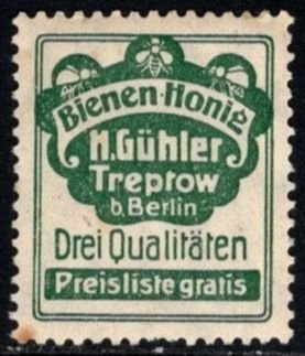 1911 Germany Poster Stamp Bees Honey M. Guhler Treptow Berlin Three Qualities
