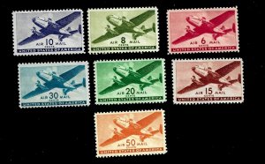 US 1941 AIRMAIL Sc 25-31 Transport Issue Mint NH COMPLETE SET - 7 Stamps