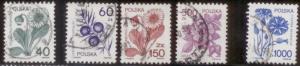 Poland 1989 SC #2917-21 Flowers Postally Used L234