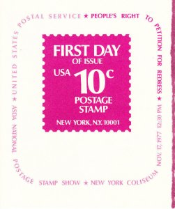 USPS 1st Day Ceremony Program #1592 C1 Right Petition Americana Series ASDA 1977