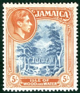 JAMAICA KGVI 5s Stamp High Value *Isle of Wood & Water* Mint MM YBLUE115