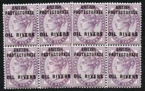 Niger Coast Protectorate SG2 1892-94 1d Lilac Block of 8 with Opt M/M