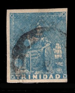 MOMEN: TRINIDAD SG # 13 1852 IMPERF YELLOWISH PAPER USED £2,000 LOT #68741*