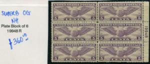 #C12 5¢ XF SUPERB OG NH PLATE OF 6 BM64