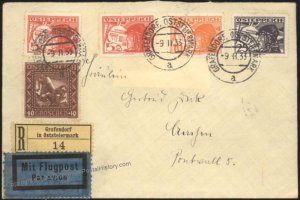 Austria 1933 Grafendorf Flight Flugpost Airmail Cover  Aachen Germany 110609