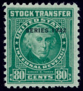 US RD126 80c Stock Transfer Series 1942 Roger B,.Taney unused OG hinged