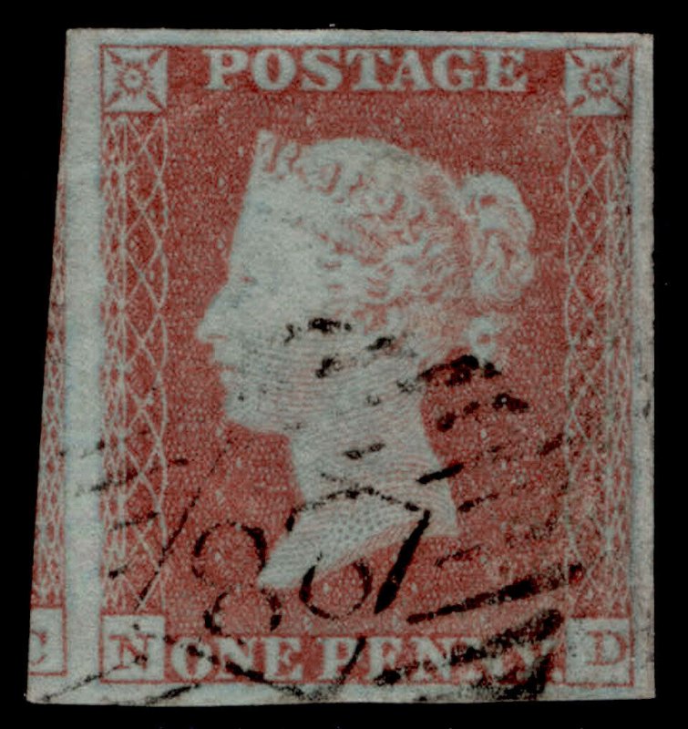 GB QV SG9, 1d pale red-brown PLATE 113, VERY FINE USED. Cat £45. ND