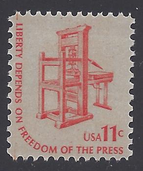 #1593 11c  Liberty Depends On Freedom Of The Press 1975 MNH