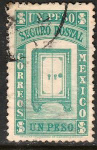 MEXICO G9, $1PESO INSURED LETTER. USED. F-VF (1129)