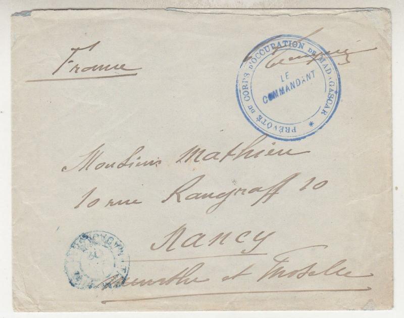 MADAGASCAR, 1902 Prevote Du Corps d'Occupation, Le Commandant cover to France.