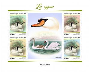 NIGER - 2022 - Swans - Perf 4v Sheet - Mint Never Hinged