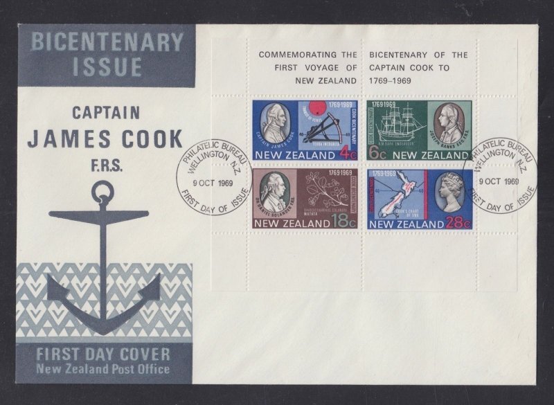 NEW ZEALAND 1969 CAPTAIN COOK FIRST DAY COVER FDC WELLINGTON UNADDRESSED
