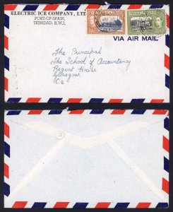 Trinidad and Tobago 1945 cover from Electric Ice Company to Glasgow