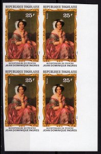 Togo 1980 Sc#1061 BARONESS JAMES de ROTHSCHILD by INGRES Block of 4 IMPERFORATED