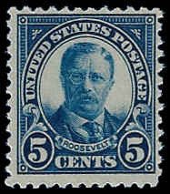 U.S. #557 MNH; 5c Teddy Roosevelt (1922)