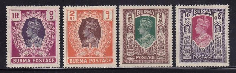 Burma Scott #'s 62 - 65 VFpreviously hinged nice colors cv $ 39 ! see pic ! 