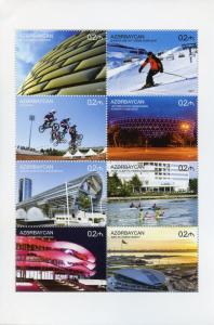 Azerbaijan 2017 MNH Sporting Venues 8v M/S Skiing BMX Bicycles Sports Stamps 