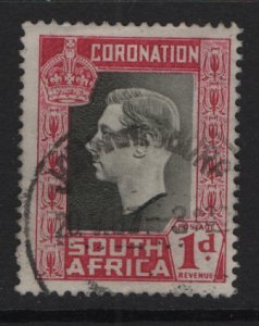 South Africa #75a  used 1937  coronation  .   1d .  single .  English