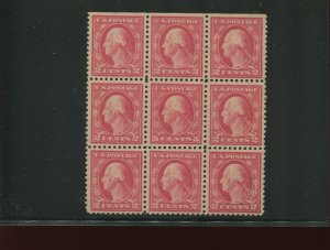 Scott 505 Washington Mint Color Error Stamp in Block of 9  (505-A1)