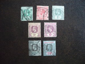 Stamps - Gold Coast - Scott# 69-71,73-75,77 - Used Part Set of 7 Stamps