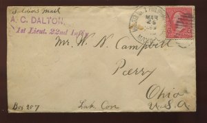 1899 PHILIPPINES ISLAND MILITARY STATION NO. 1 CANCEL ON SOLDIER'S MAIL COVER!!