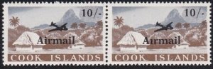 COOK IS 1966 Airmail 10/- pair - variety MISSING STOP above first i MNH....B1167