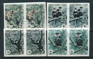 MONKEYS - Vietnam #1761-64a - World Wildlife IMPERF SET in Pairs - cv$80.00