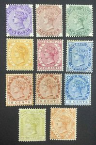 MOMEN: MAURITIUS SG #101-111 1883-1894 MINT OG H £225 LOT #63943