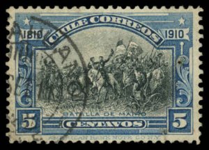 CHILE Sc 86 VF/USED - 1910 5c Independence Centenary Issue - See Description