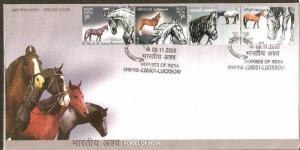 India 2009 Indigenous Horses of India Pet Animal Mammals 4v FDC Inde Indien