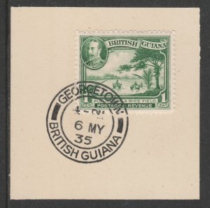 Br Guiana 1934 KG5 PICTORIAL  1c on piece with MADAME JOSEPH  POSTMARK