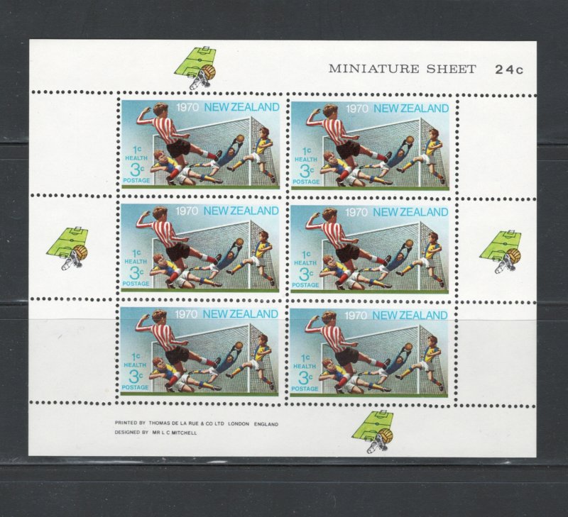 New Zealand 1970 Semi-Postal (Boys Playing Soccer) 3c + 1c Scott # B81a MNH