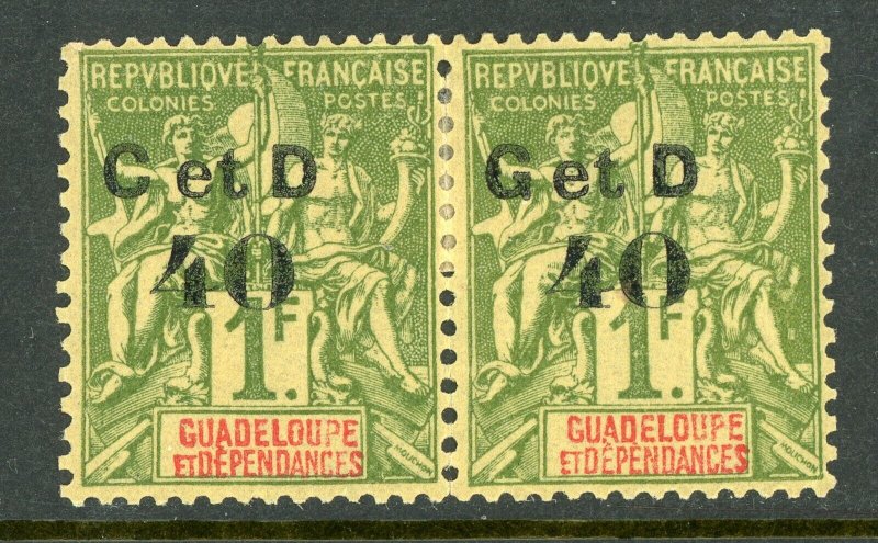 Guadeloupe 1900 French Colony 40¢/1 Franc Carmine SG #56a Tete Beche Mint D981