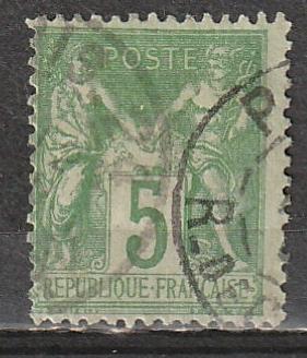 #67 France Used 5c grn/grnsh (scan not showing paper colour)